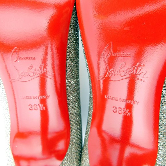 CHRISTIAN LOUBOUTIN Gold Sparkle Glitter Pump 36.5 - Picture 8 of 8